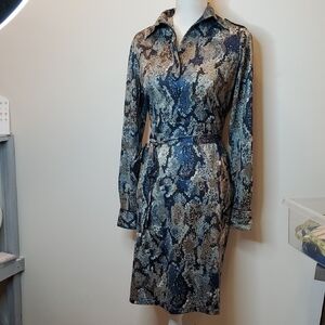 Chic Long Sleeve Snake Print Dress